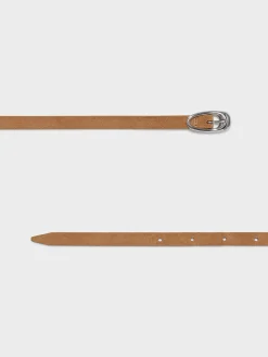 Clearance Aeyde Elby Suede Belt Caramel/Silver