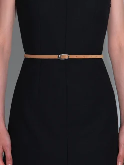 Clearance Aeyde Elby Suede Belt Caramel/Silver