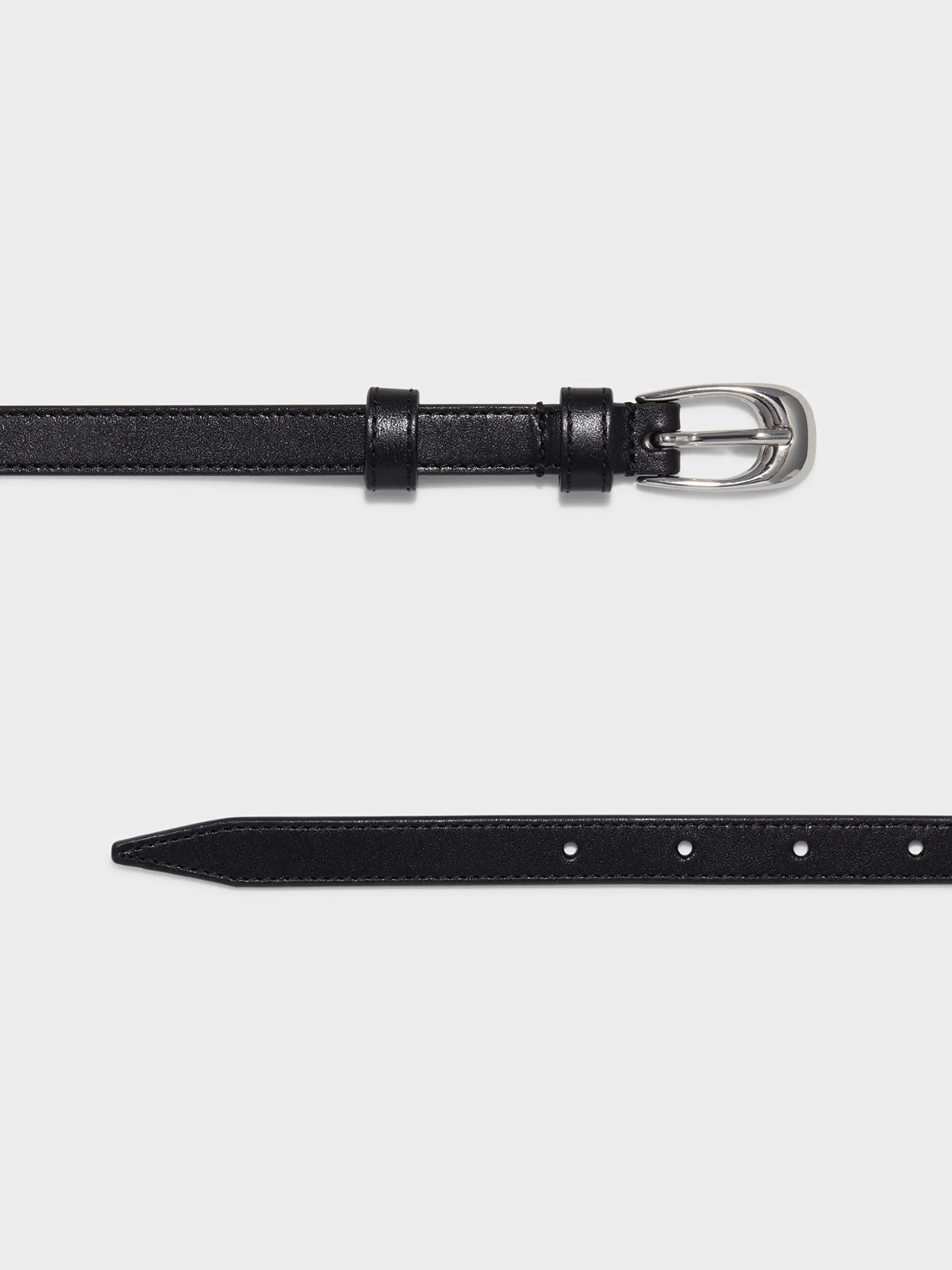 Discount Aeyde Eleanor Leather Belt Black/Silver Calf