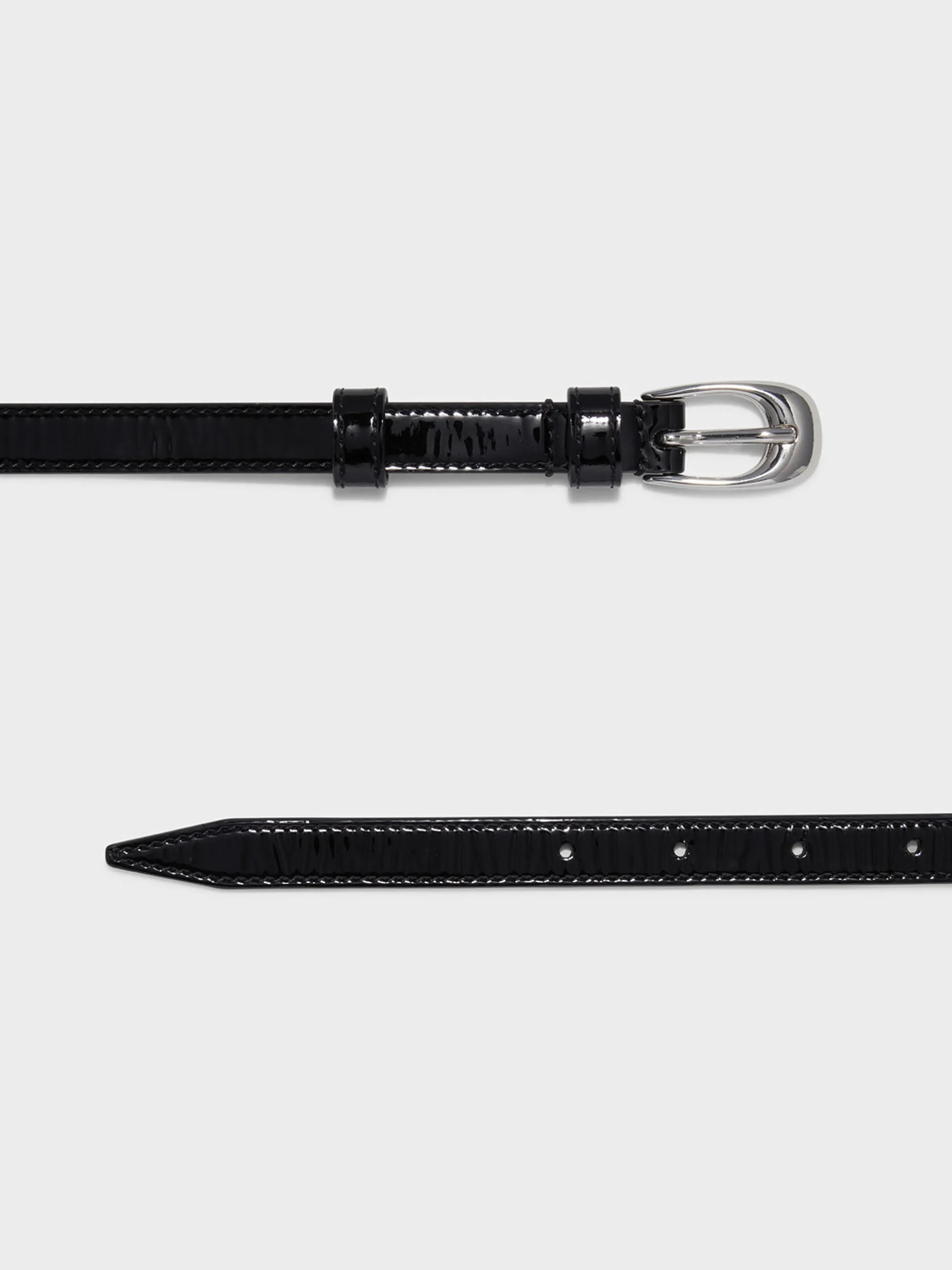 Fashion Aeyde Eleanor Leather Belt Black/Silver Patent