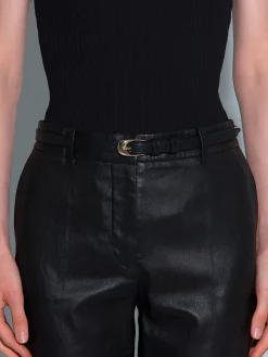 Hot Aeyde Eleanor Leather Belt Black/Gold Calf