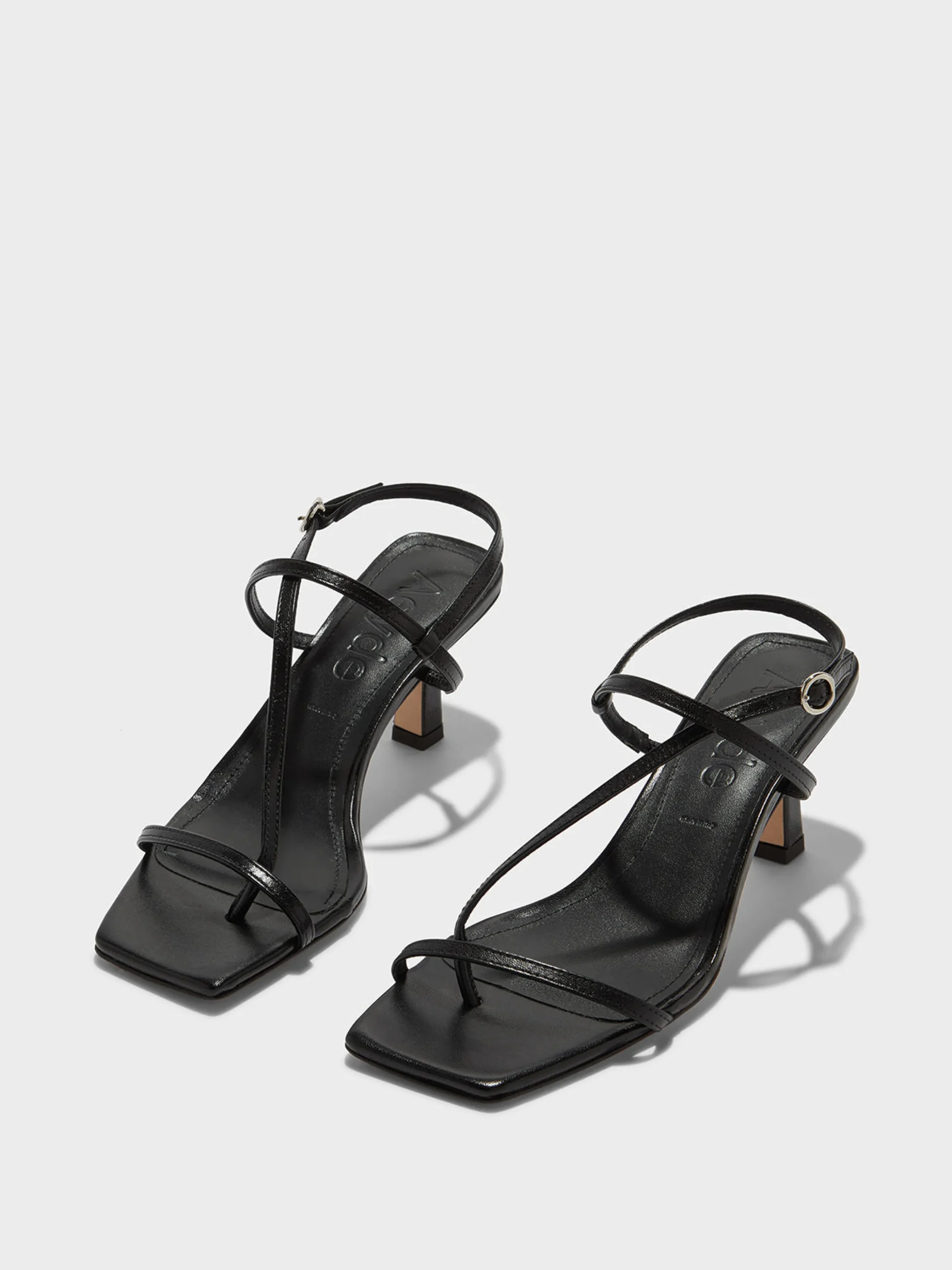Fashion Aeyde Elise Leather Toe-Post Sandals Black Nappa