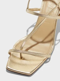Hot Aeyde Elise Leather Toe-Post Sandals Gold Nappa