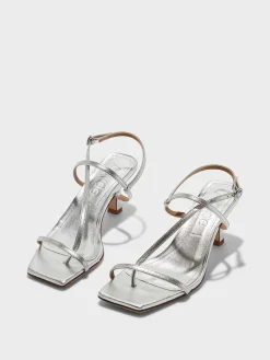 Best Aeyde Elise Leather Toe-Post Sandals Silver Nappa