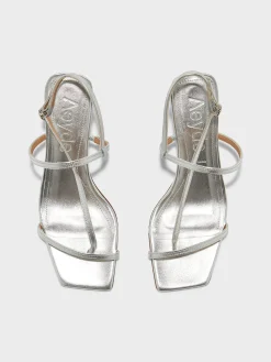 Best Aeyde Elise Leather Toe-Post Sandals Silver Nappa