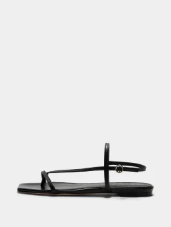 Online Aeyde Ella Leather Toe-Post Sandals Black Nappa