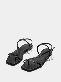 Online Aeyde Ella Leather Toe-Post Sandals Black Nappa