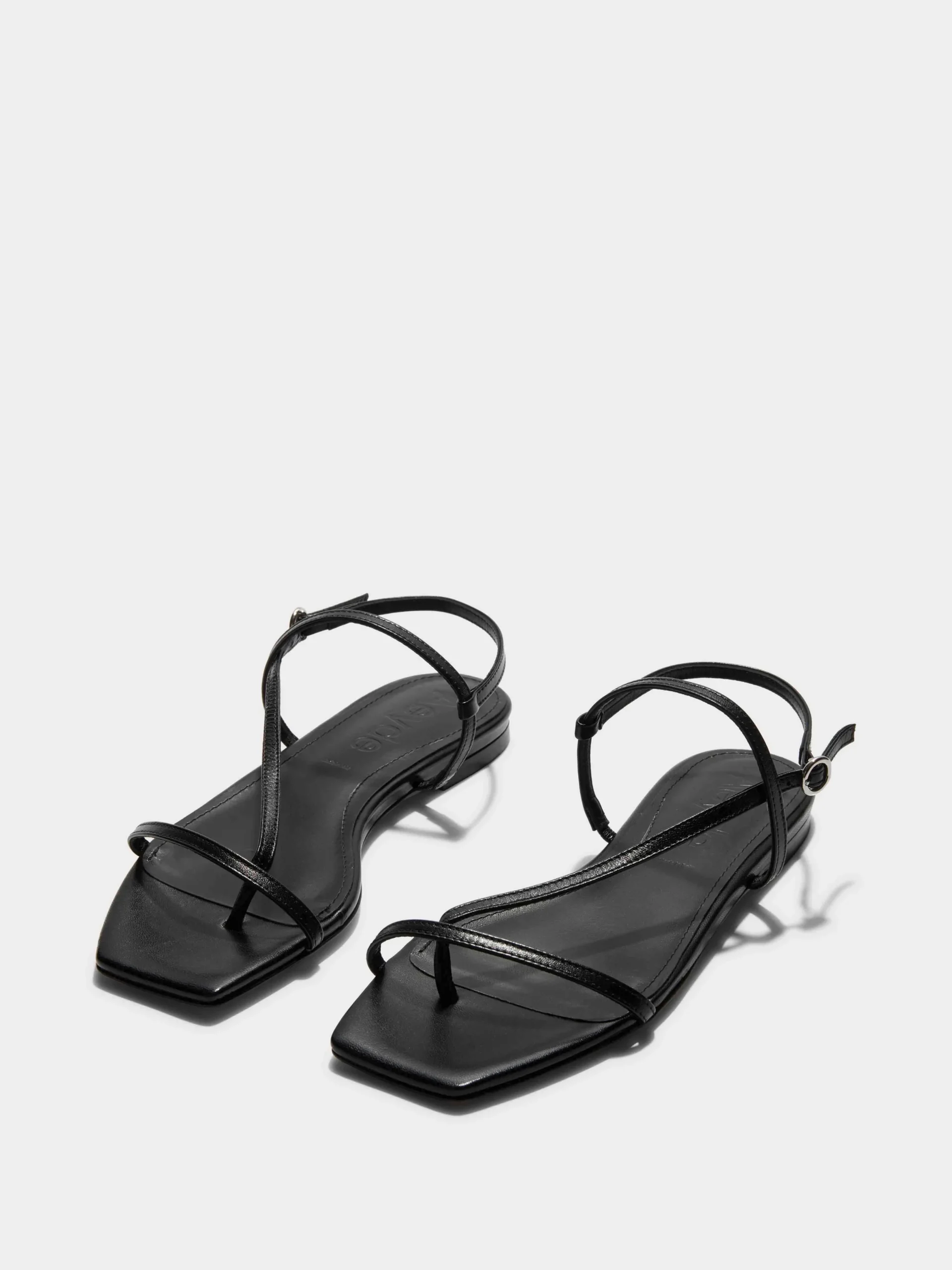 Online Aeyde Ella Leather Toe-Post Sandals Black Nappa