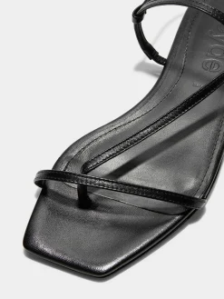 Online Aeyde Ella Leather Toe-Post Sandals Black Nappa