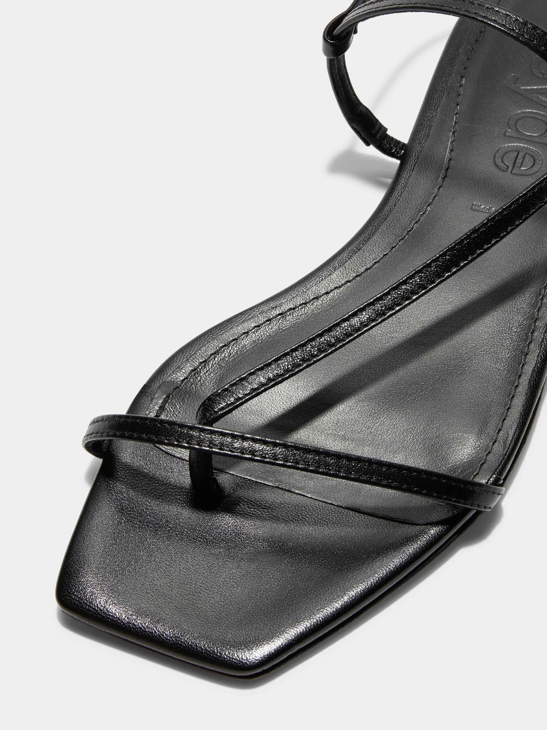Online Aeyde Ella Leather Toe-Post Sandals Black Nappa