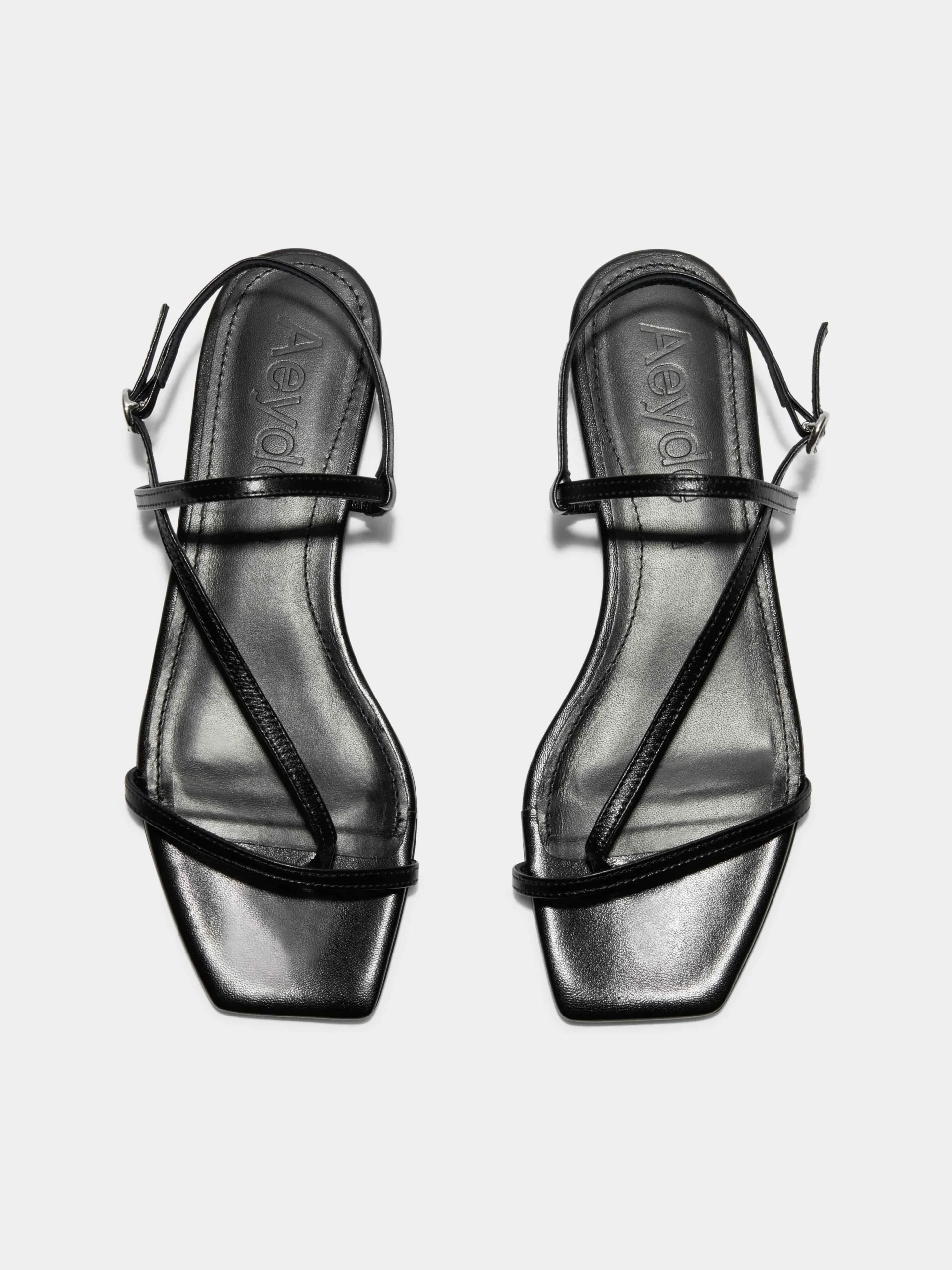 Online Aeyde Ella Leather Toe-Post Sandals Black Nappa