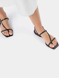 Online Aeyde Ella Leather Toe-Post Sandals Black Nappa