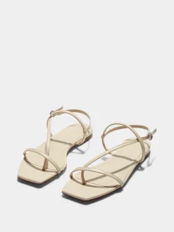 Clearance Aeyde Ella Leather Toe-Post Sandals Creamy Nappa