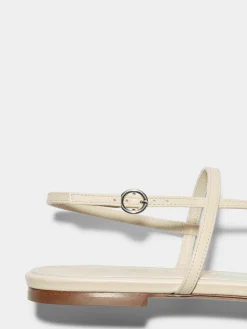 Clearance Aeyde Ella Leather Toe-Post Sandals Creamy Nappa