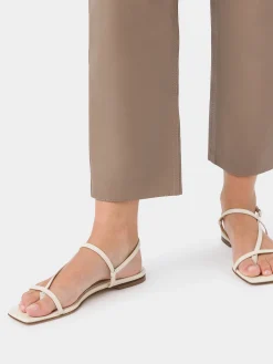 Clearance Aeyde Ella Leather Toe-Post Sandals Creamy Nappa