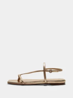 Sale Aeyde Ella Leather Toe-Post Sandals Gold Nappa