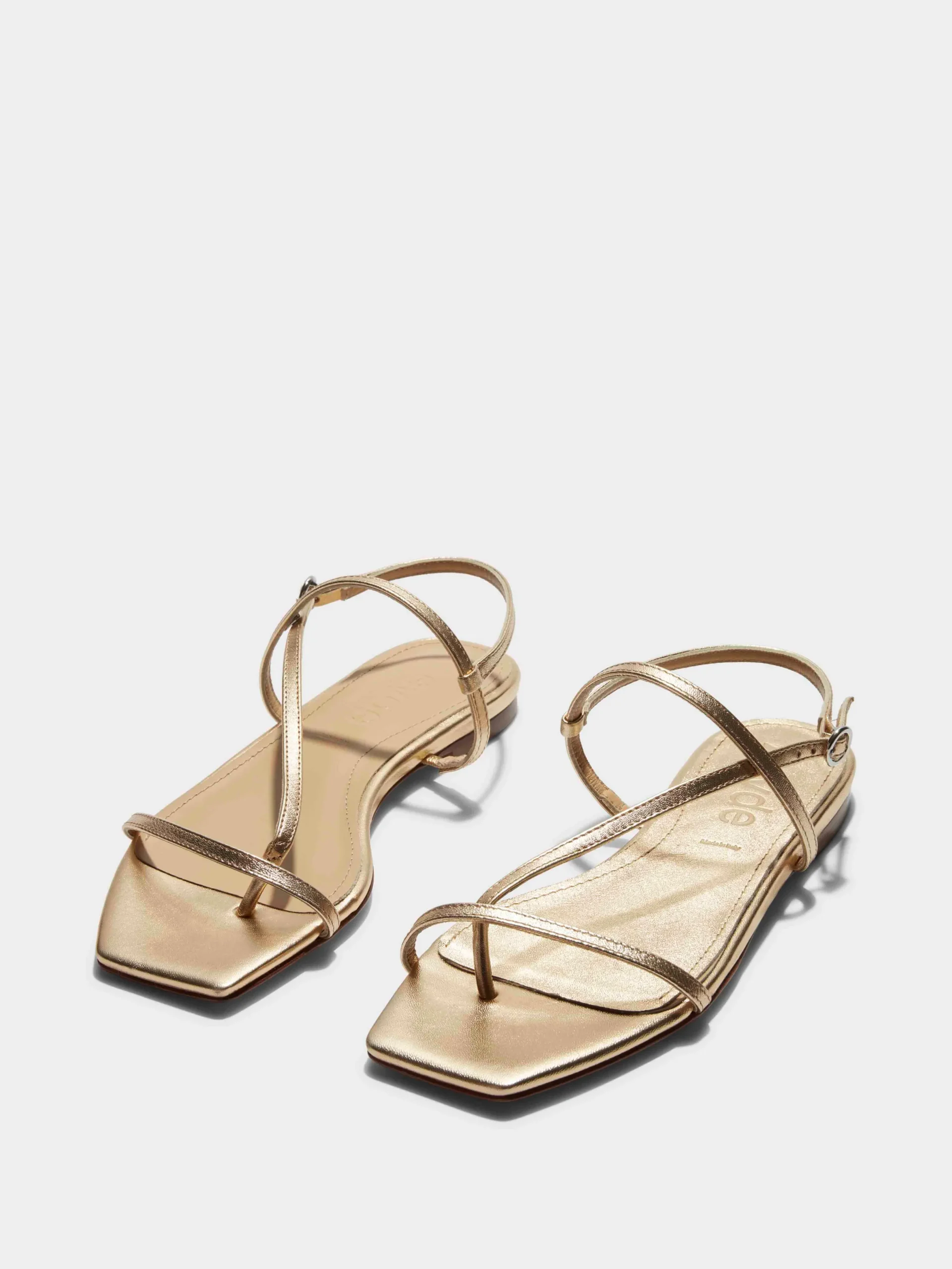 Sale Aeyde Ella Leather Toe-Post Sandals Gold Nappa