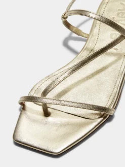 Sale Aeyde Ella Leather Toe-Post Sandals Gold Nappa