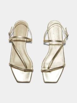 Sale Aeyde Ella Leather Toe-Post Sandals Gold Nappa