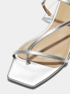 Fashion Aeyde Ella Leather Toe-Post Sandals Silver Nappa