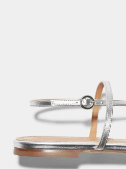 Fashion Aeyde Ella Leather Toe-Post Sandals Silver Nappa