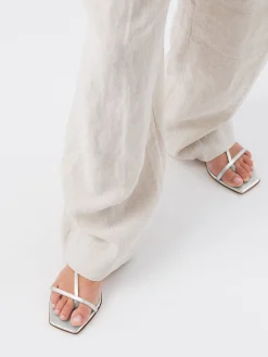 Fashion Aeyde Ella Leather Toe-Post Sandals Silver Nappa