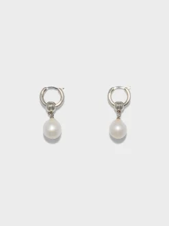 Outlet Aeyde Elvin Pearl and Palladium-Plated Earrings Palladium/Pearl