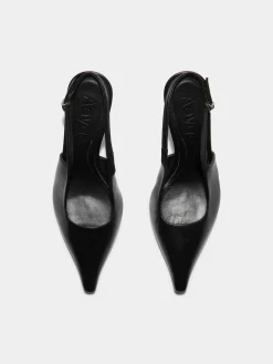 Hot Aeyde Fernanda Leather Slingback Pumps Black Nappa