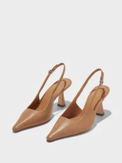 Discount Aeyde Fernanda Leather Slingback Pumps Hazelnut Nappa