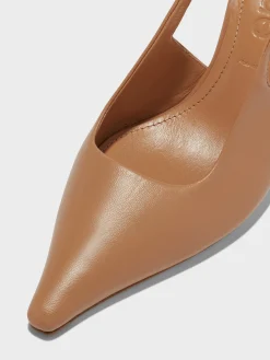 Discount Aeyde Fernanda Leather Slingback Pumps Hazelnut Nappa