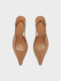 Discount Aeyde Fernanda Leather Slingback Pumps Hazelnut Nappa