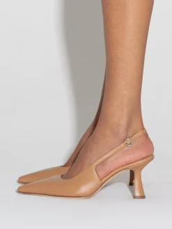 Discount Aeyde Fernanda Leather Slingback Pumps Hazelnut Nappa