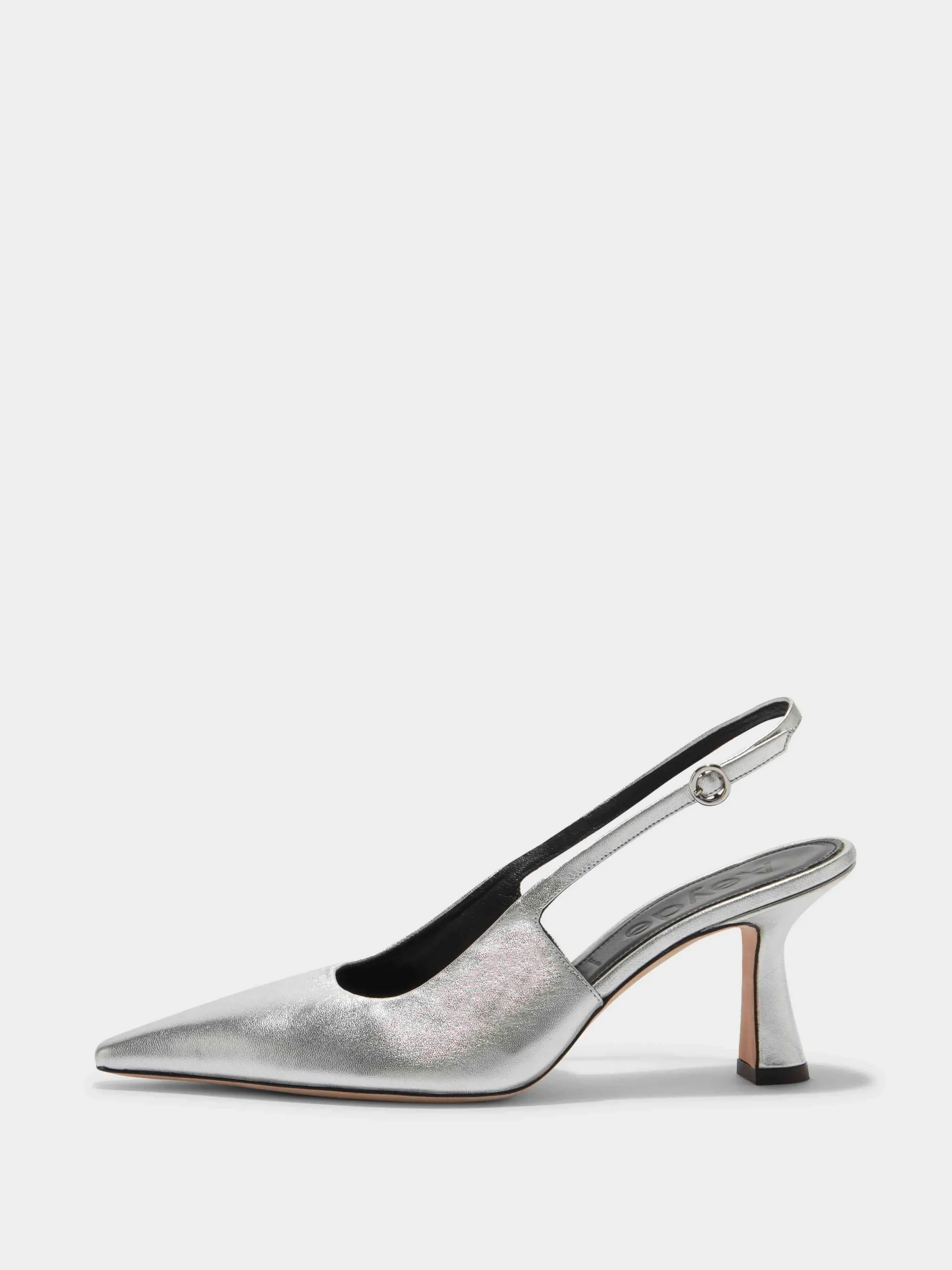 Discount Aeyde Fernanda Leather Slingback Pumps Silver Nappa