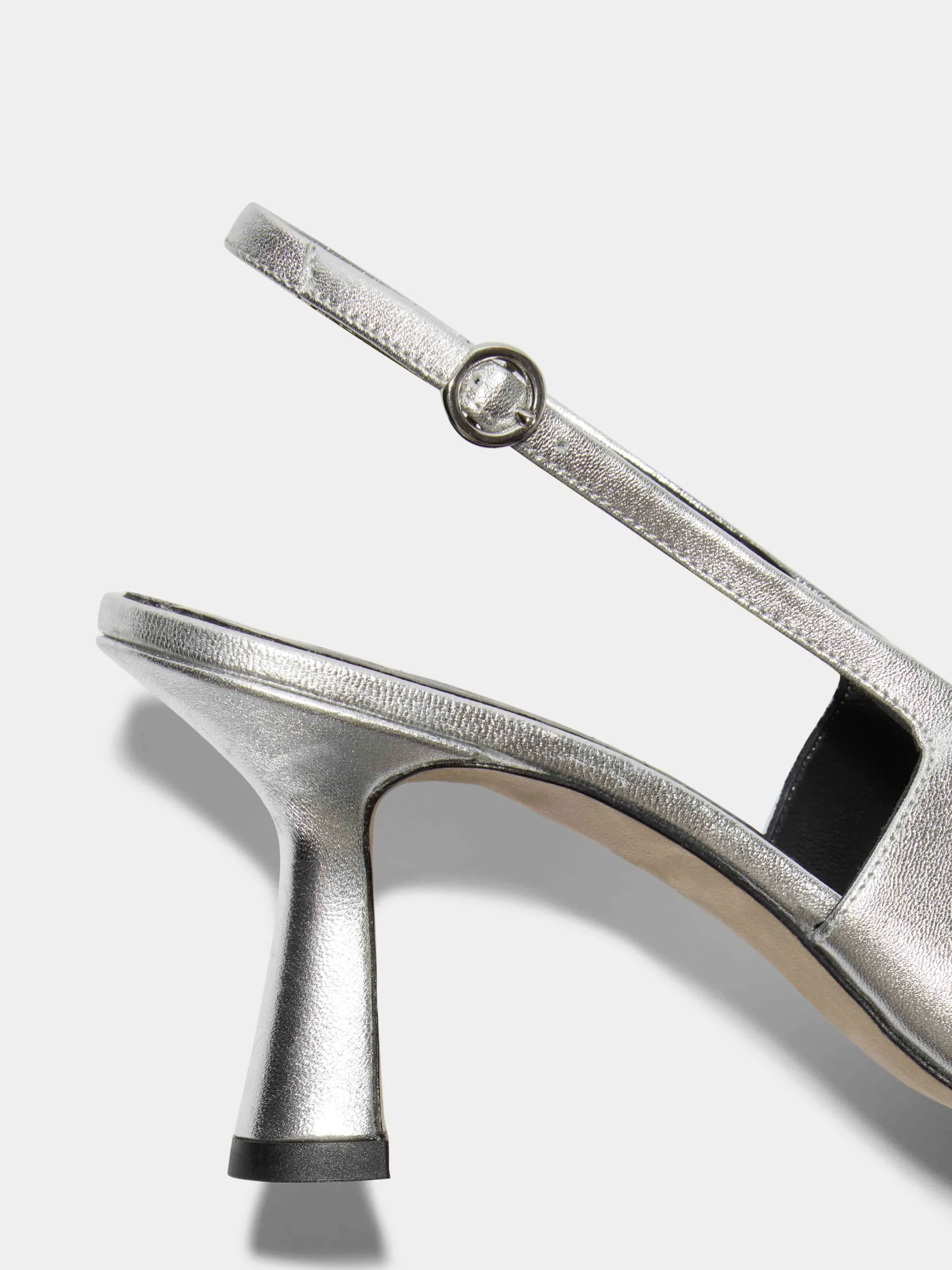 Discount Aeyde Fernanda Leather Slingback Pumps Silver Nappa