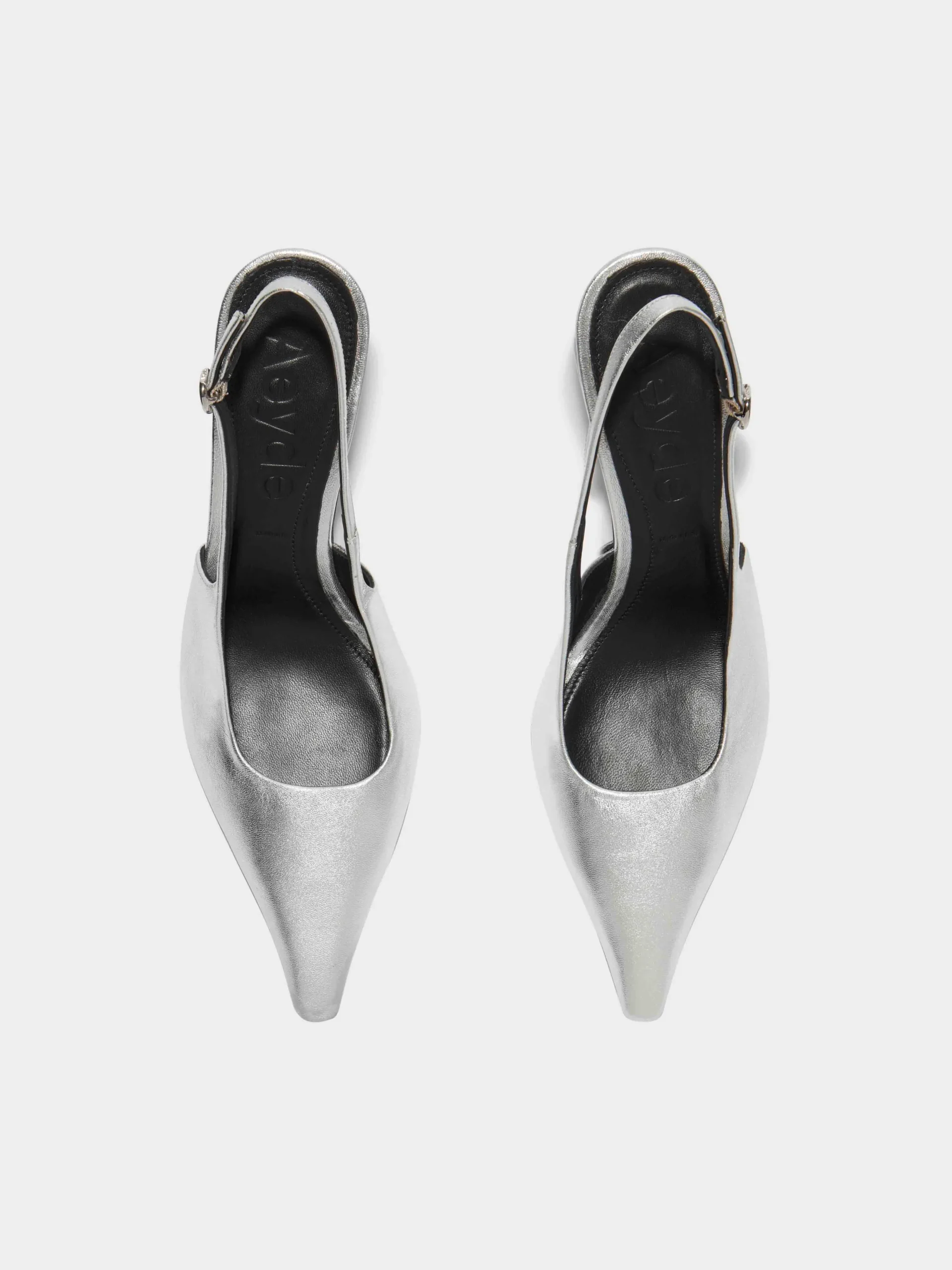 Discount Aeyde Fernanda Leather Slingback Pumps Silver Nappa