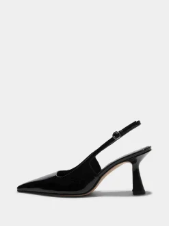 Clearance Aeyde Fernanda Leather Slingback Pumps Black Patent