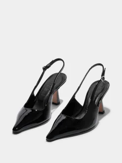 Clearance Aeyde Fernanda Leather Slingback Pumps Black Patent