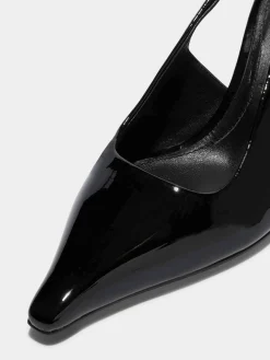 Clearance Aeyde Fernanda Leather Slingback Pumps Black Patent