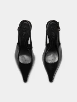 Clearance Aeyde Fernanda Leather Slingback Pumps Black Patent