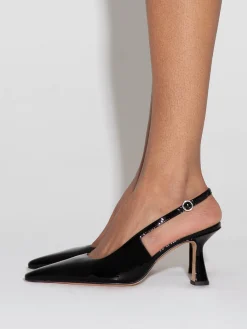 Clearance Aeyde Fernanda Leather Slingback Pumps Black Patent
