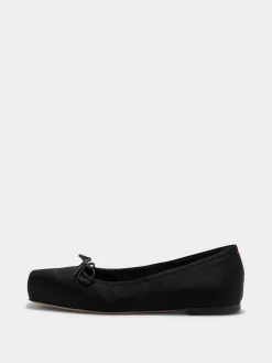 Best Aeyde Gabriella Satin Ballet Flats Black Satin