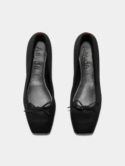 Best Aeyde Gabriella Satin Ballet Flats Black Satin