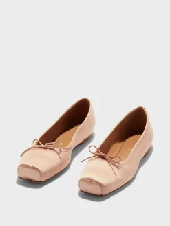 Hot Aeyde Gabriella Satin Ballet Flats Peach Satin