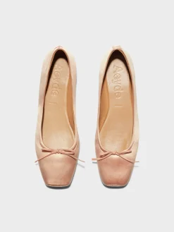 Hot Aeyde Gabriella Satin Ballet Flats Peach Satin