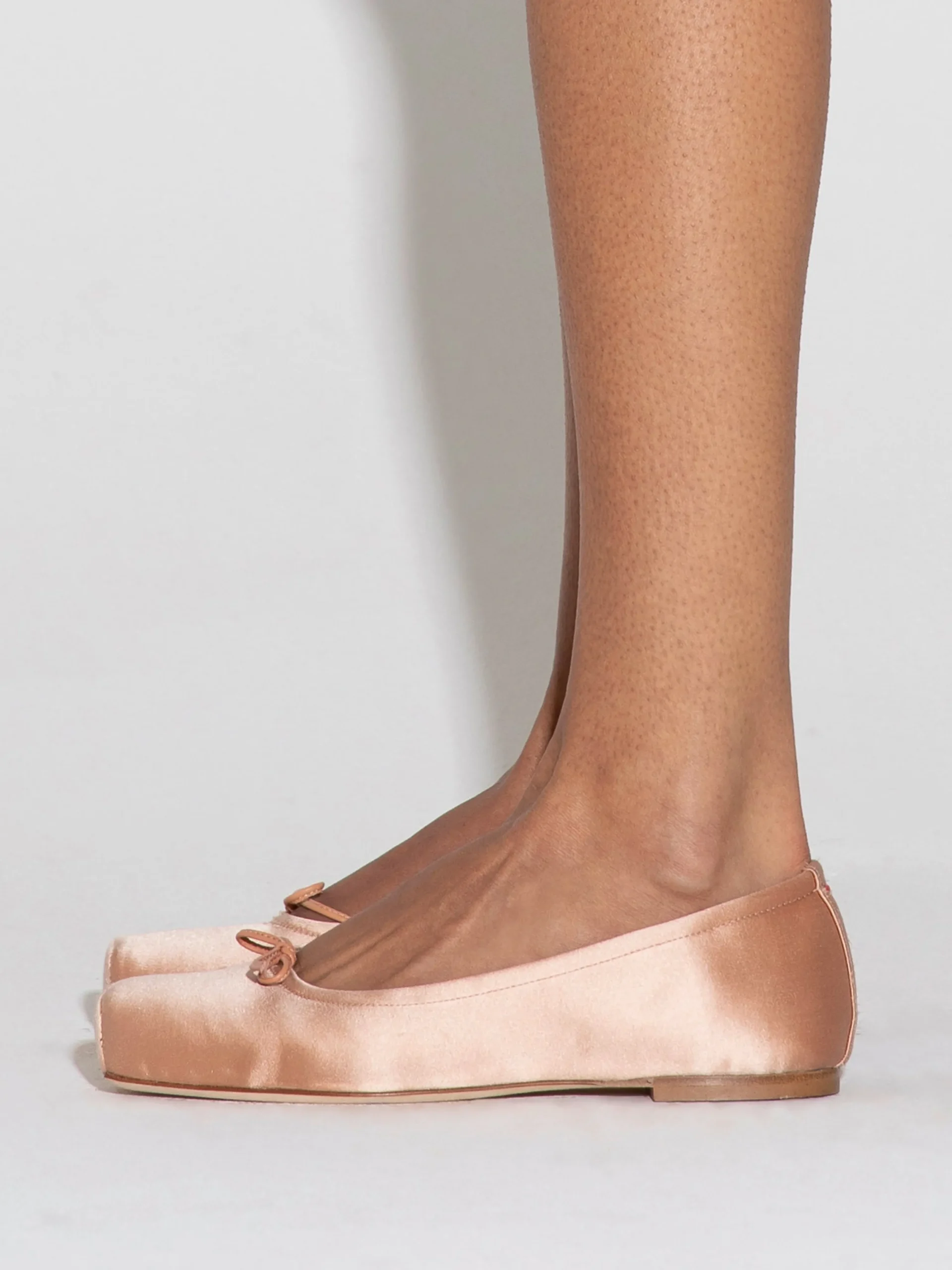 Hot Aeyde Gabriella Satin Ballet Flats Peach Satin