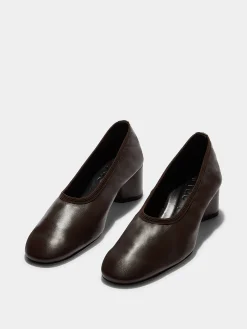 Online Aeyde Gemma Leather Ballet Pumps Moka Nappa