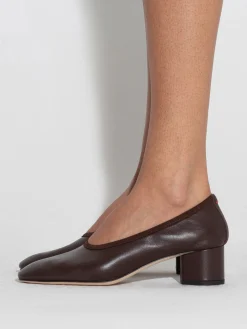 Online Aeyde Gemma Leather Ballet Pumps Moka Nappa