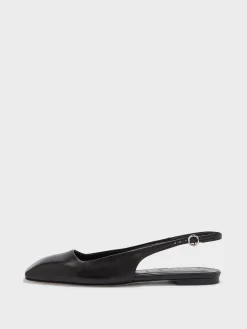 Outlet Aeyde Geraldine Leather Slingback Flats Black Nappa