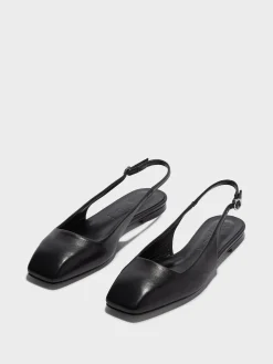 Outlet Aeyde Geraldine Leather Slingback Flats Black Nappa
