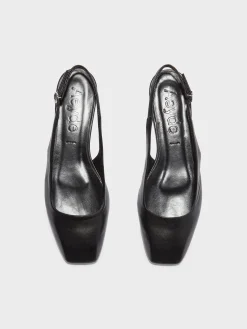 Outlet Aeyde Geraldine Leather Slingback Flats Black Nappa
